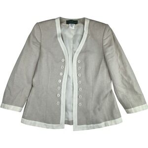 Harve Benard Womens Blazer Size 8 Linen‎ Blend Minimalist Quiet Luxury Jacket